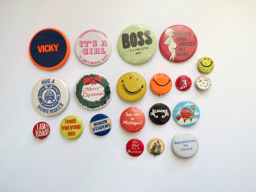 Vintage Pinback Buttons Misc. Novelty Pins You Choose Genuine Vintage