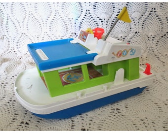 Vintage Fisher Price Happy Houseboat - 1972 Children's Toy Boat