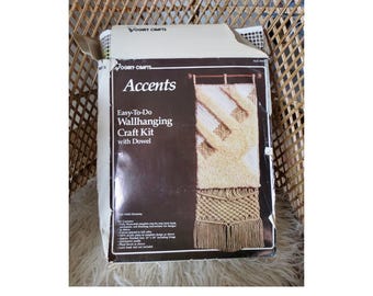 Latch Hook Kit - Vintage 70s Macrame Fiber Art Wall Hanging Set