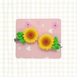 Sunflower Hair Clip Set - Summer Flowers Sunflowers - Yellow Floral Barrettes