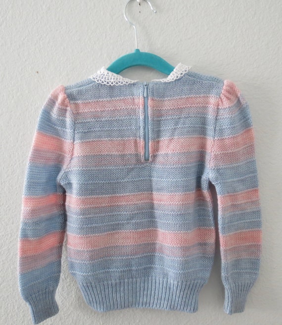 Pastel Knit Sweater Vintage Toddler Pullover Blue… - image 5