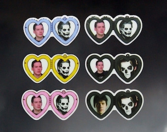 Ghost Band Pin - Papa Emeritus & Tobias Heart Pinback or Hair Clip