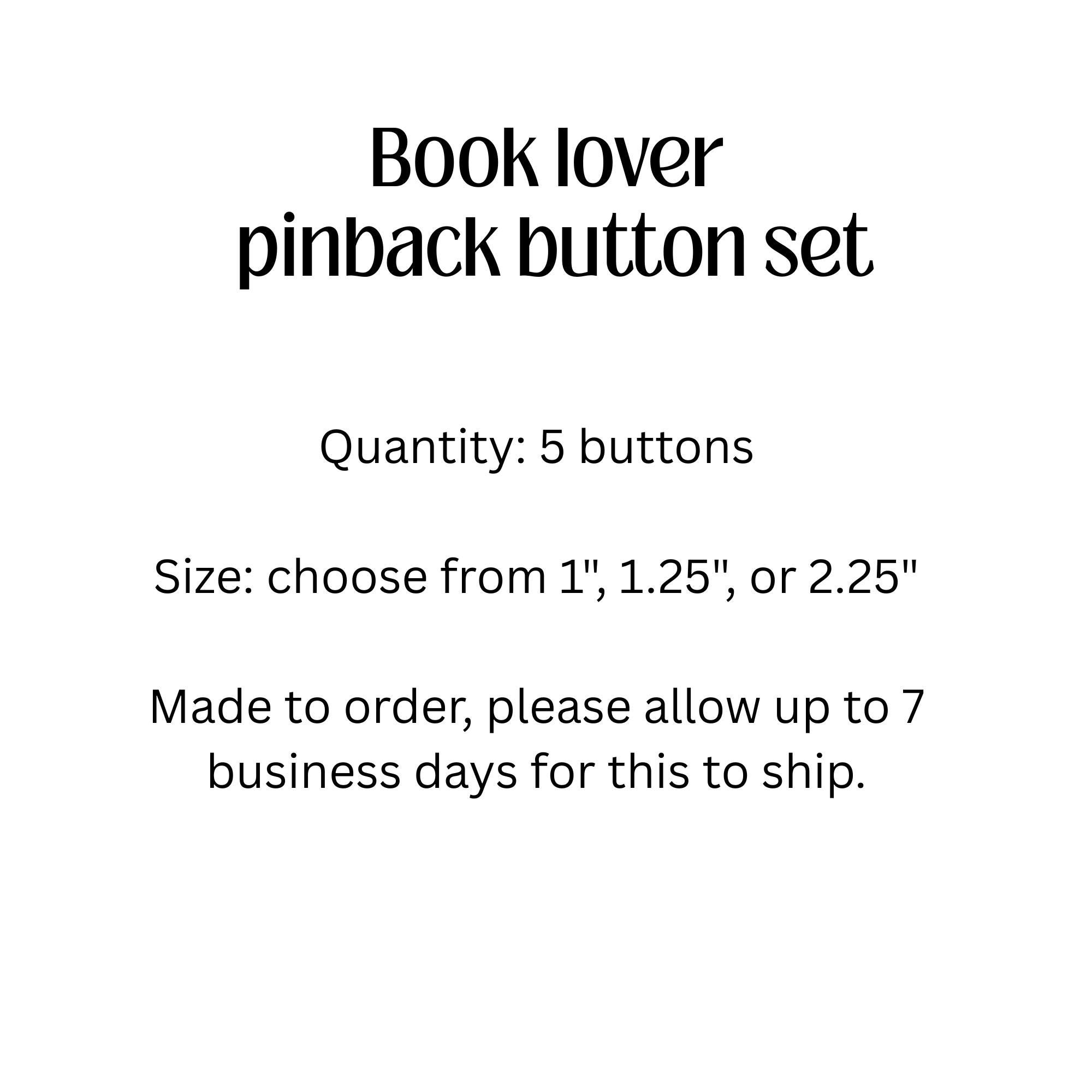 Reading Buttons Library Reading Pinback Buttons Set - Book Lover Library Button Pins - Etsy