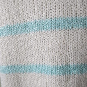 Vintage Striped Sweater - 80s Pastel Blue & White Oversized Pullover - Size Large image 7