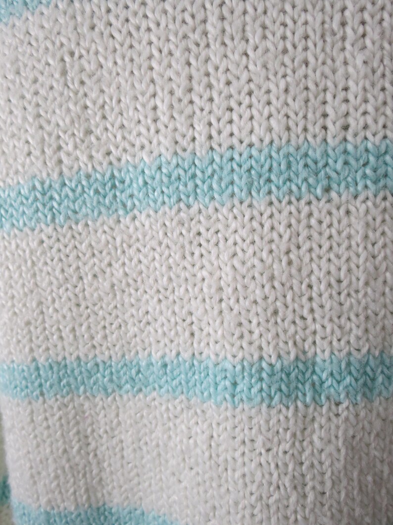 Vintage Striped Sweater - 80s Pastel Blue & White Oversized Pullover - Size Large image 7