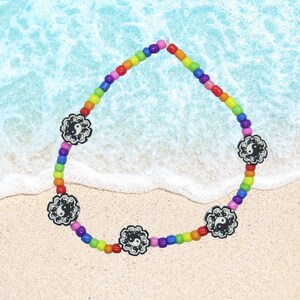 Rainbow Beaded Bracelet Yin Yang Seed Bead Jewelry Summer Beach