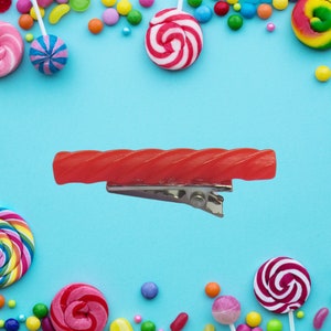Licorice Hair Clip - Red Candy Barrette - Cute Mini Fake Food Sweet Accessory