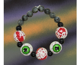 Eyeball Bracelet - Spooky Horror Goth Beaded Jewelry