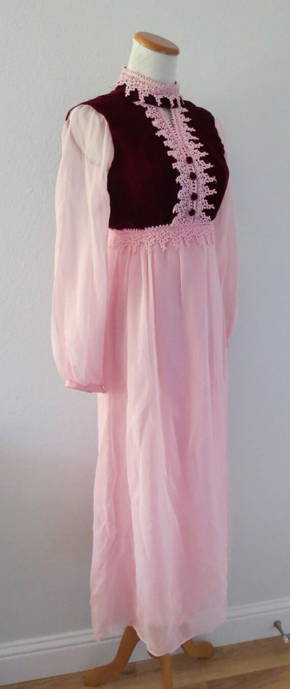 Velvet Maxi Dress 70s Hippie Gown Cottagecore - image 6