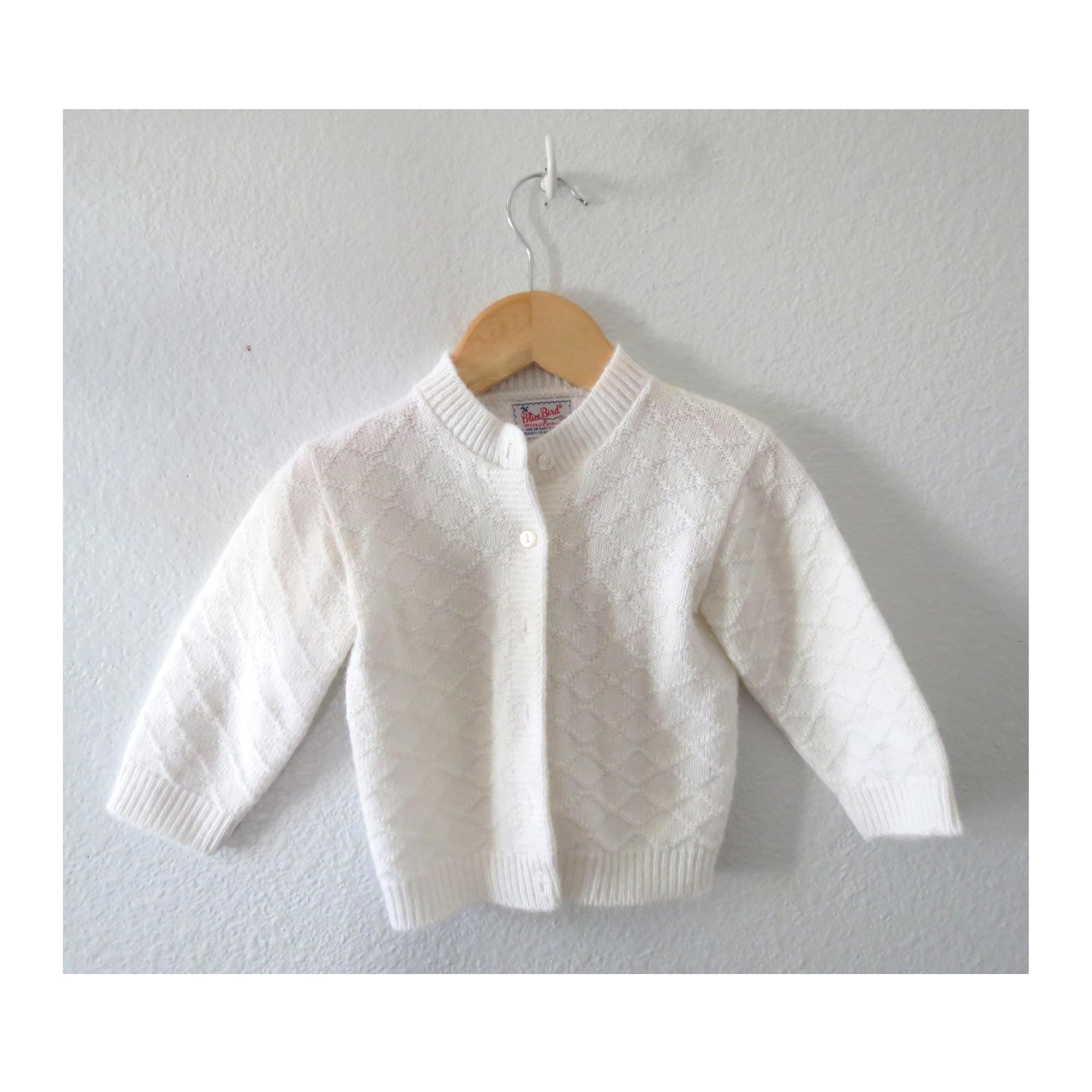 Cardigan Vintage Années 90 - Blanc, Manches Longues, Maille, Taille L - Marque SML Sport