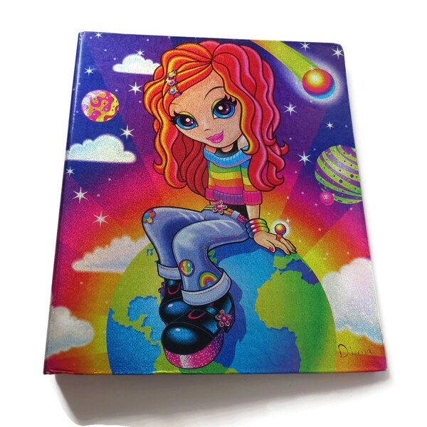 Lisa Frank Binder 3 Ring Folder School Supplies 90s 1990s Girl Holographic Galaxy Space Kawaii