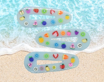 Fruit Hair Clip Summer Tropical Fruits Barrette Cute Beach Resin Accessory