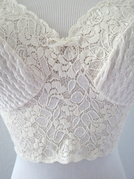 Vintage Lace Bralette 80s Cream Lacy Bra Lingerie… - image 3