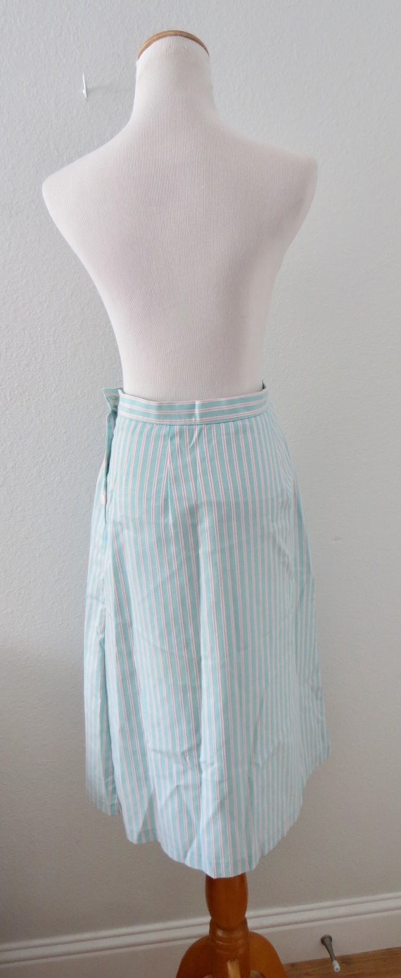 Vintage Pastel Midi Skirt - High Waisted Striped … - image 8
