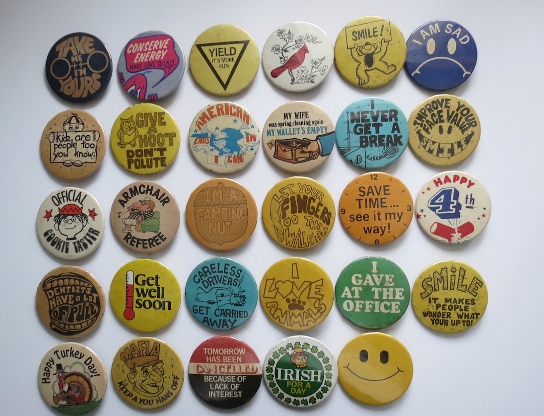 Vintage Pinback Buttons Misc. Novelty Pins You Choose Genuine Vintage