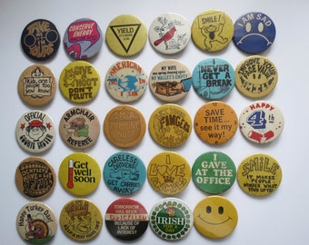 Vintage Pinback Buttons -  Misc. Novelty Pins - You Choose - Genuine Vintage Pin Button