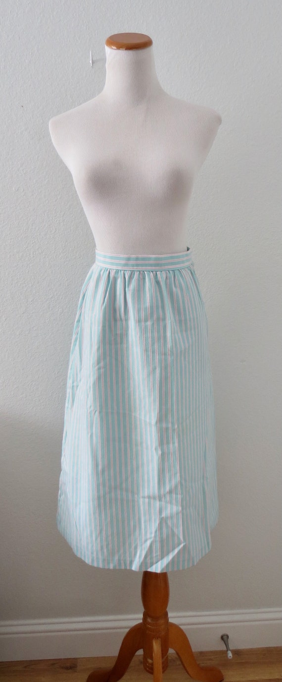 Vintage Pastel Midi Skirt - High Waisted Striped … - image 3