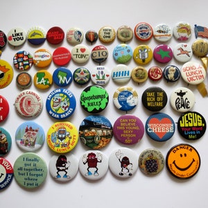 Vintage Pinback Buttons -  Misc. Novelty Pins - You Choose - Genuine Vintage Pin Button