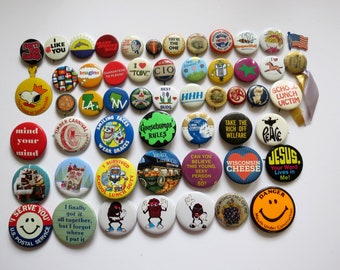 Vintage Pinback Buttons -  Misc. Novelty Pins - You Choose - Genuine Vintage Pin Button