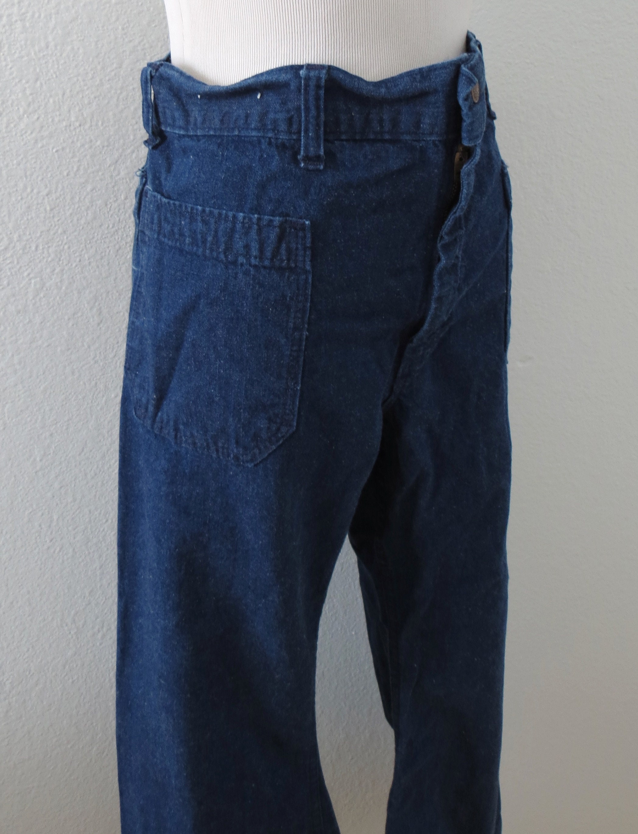 High Waisted Flare Jeans 70s Bells Sailor Pants Etsy