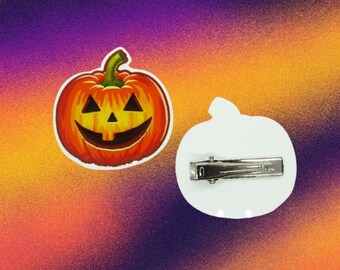 Halloween Hair Clip - Jack-o-Lantern Pumpkin Barrette