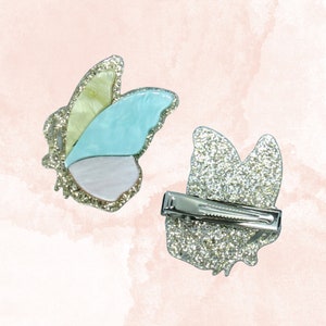 Butterfly Hair Clip Pastel Glitter Barrette Cottagecore Hair Accessory