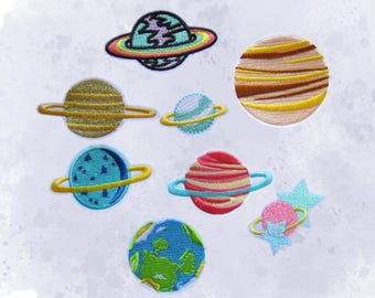 Planet Patch - Space Planets Embroidered Iron on  Patch for Crafting DIY Fashion Projects Denim Jean Jackets
