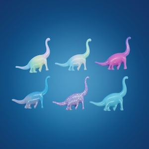 Mini Dinosaur Hair Clips - Pastel & Glitter Brontosaurus Barrettes - Kawaii Accessories