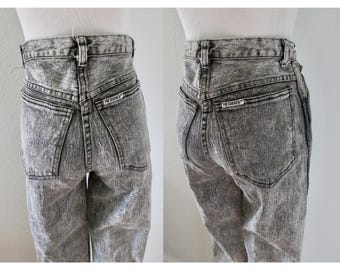 High Waisted Grey Acid Wash Mom Jeans High Waisted Acid Wash