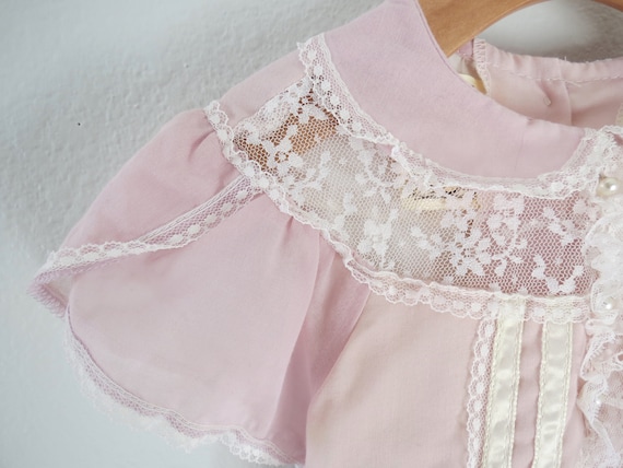 Vintage Gunne Sax Girls Dress - Pastel Pink & Lac… - image 4