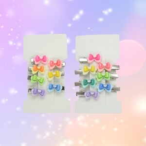 Kawaii Hair Clip Set Cute Pastel Rainbow Heart Bows Mini Barrettes