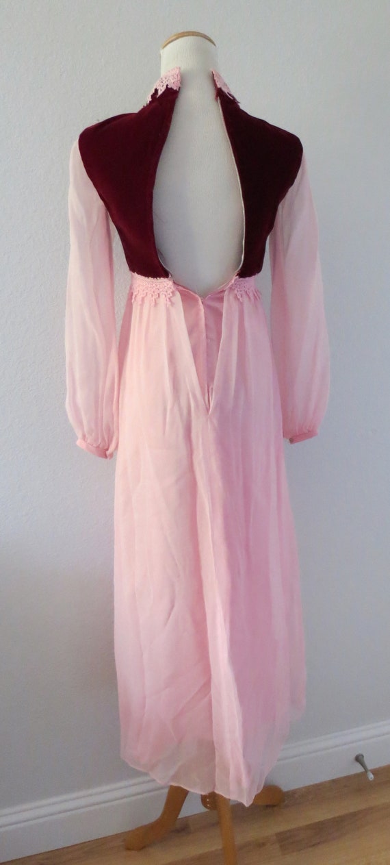 Velvet Maxi Dress 70s Hippie Gown Cottagecore - image 8