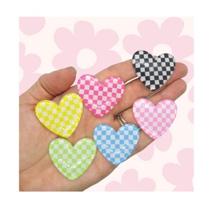 Checkered Hair Clip Checker Heart Barrette Ska Aesthetic