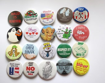 Vintage Pinback Buttons -  Misc. Novelty Pins - You Choose - Genuine Vintage Pin Button