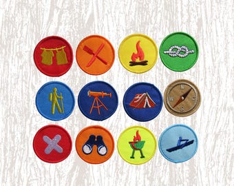 Scout Patches - Retro Style Embroidered Iron On Merit Badges