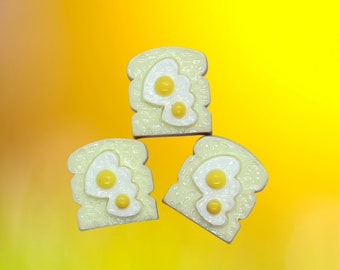 Fried Egg & Toast Hair Clip - Tiny Breakfast Food Barrette