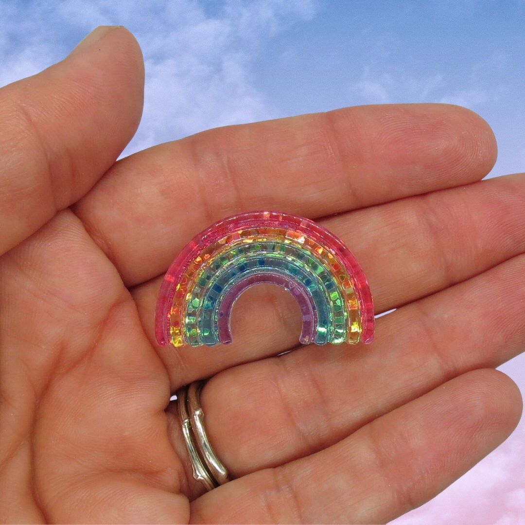 Rainbow Hair Clips - Glittery Sparkly Barrette - Summer  display picture 2