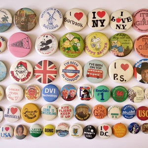 Vintage Pinback Buttons -  Misc. Novelty Pins - You Choose - Genuine Vintage Pin Button