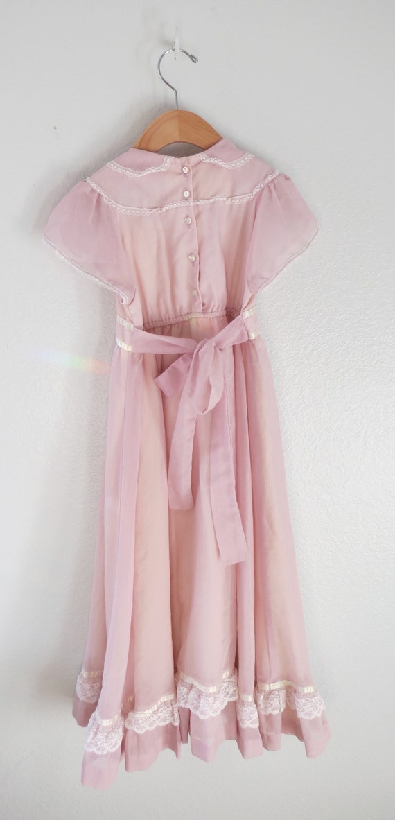 Vintage Gunne Sax Girls Dress - Pastel Pink & Lac… - image 7