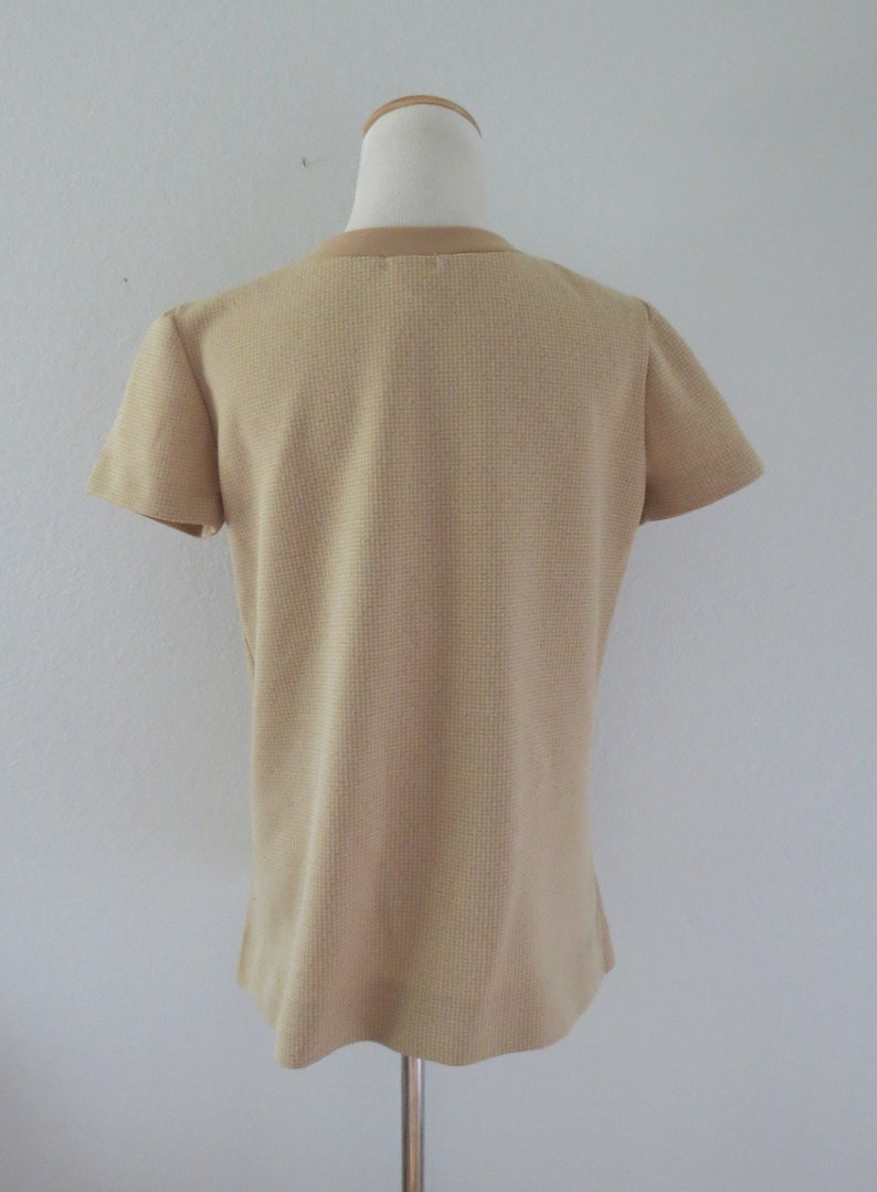 Mod Blouse 60s Beige Polyester Top