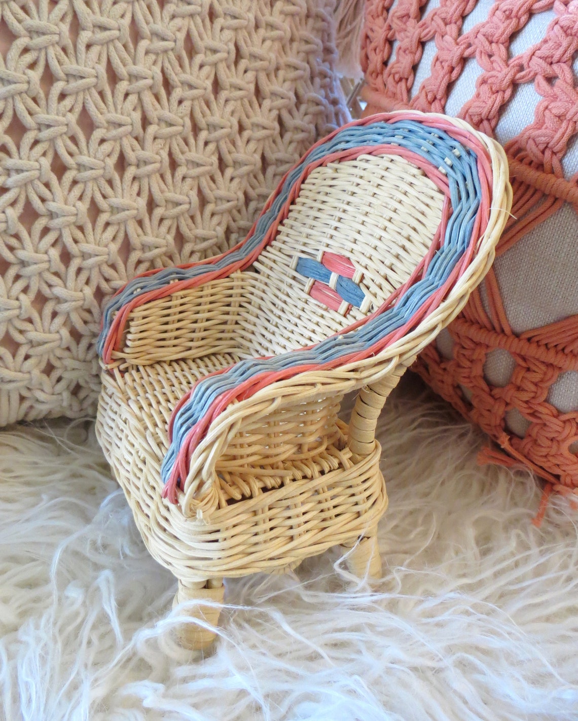 Wicker Chair Plant Stand Mini Rattan Dollhouse Furniture Etsy