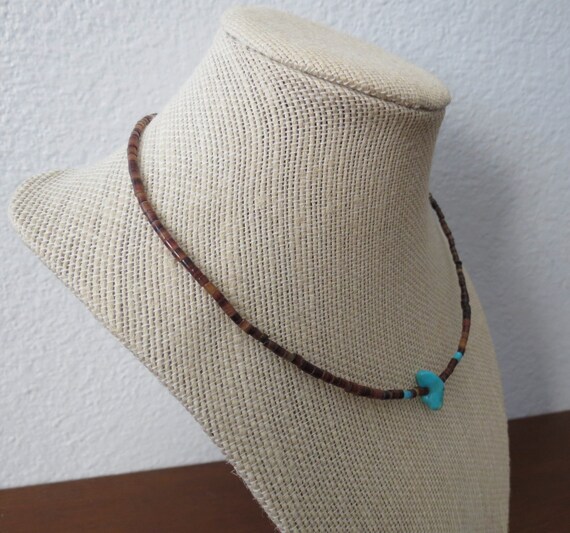 Beaded Choker Necklace Turquoise Stone Boho Hippie - image 5