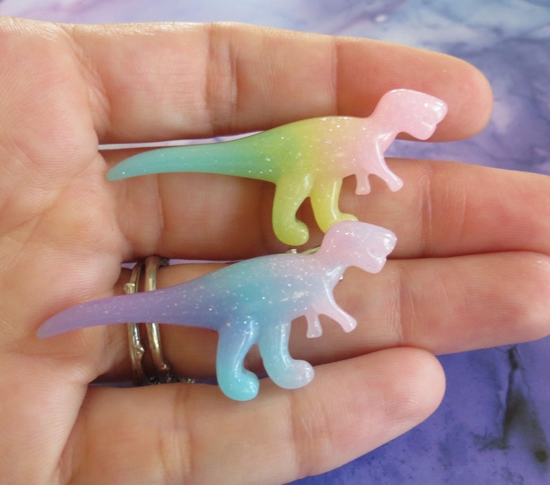Dinosaur Hair Clips Kawaii Pastel Barrettes T Rex Etsy