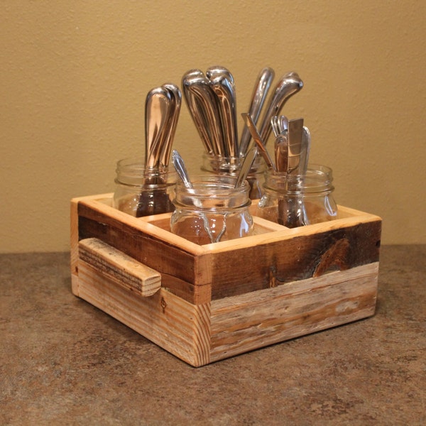 Rustic Mason Jar Utensil Holder