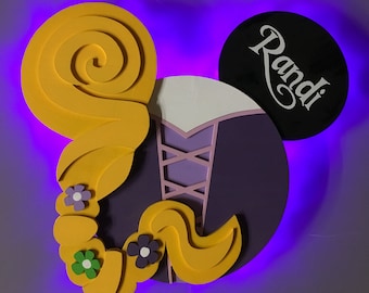Rapunzel Disney Princess Wooden Door Magnets with Lights for Disney cruise, Rapunzel Minnie, Princess wall decor, princess room decoration