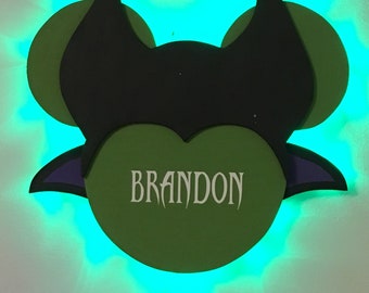 Maléfica de La Bella Durmiente, imanes de madera para puerta con luces para cruceros Disney, imán para puerta de crucero Disney, decoración de pared de villanos Disney