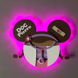 Doc McStuffins Wooden Door Magnets with Lights for Disney cruise, Dottie Minnie, Disney cruise door magnet, Doc wall decoration