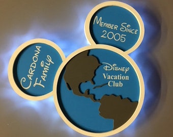 Aimants de porte en bois Disney Vacation Club, avec lumières LED, aimant de porte croisière Disney, aimant de bienvenue, décoration murale DVC