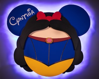 Biancaneve, magneti in legno con luci per porta per crociera Disney, magnete per porta crociera Disney, decorazione da parete Principessa Disney