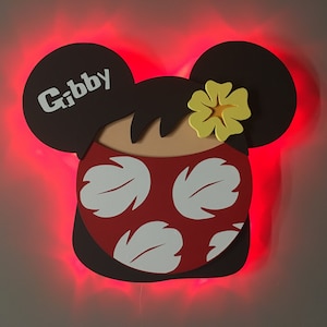 Lilo DCL Door Magnets made from wood with LED lights, Lilo and Stitch, Disney cruise door magnet, Lilo wall decoration